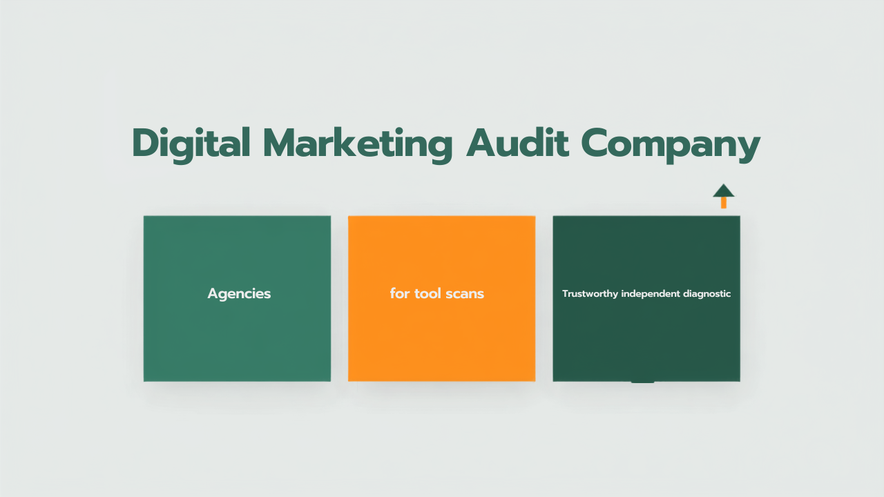 Three types of digital marketing audit company compared, independent diagnostic highlighted
