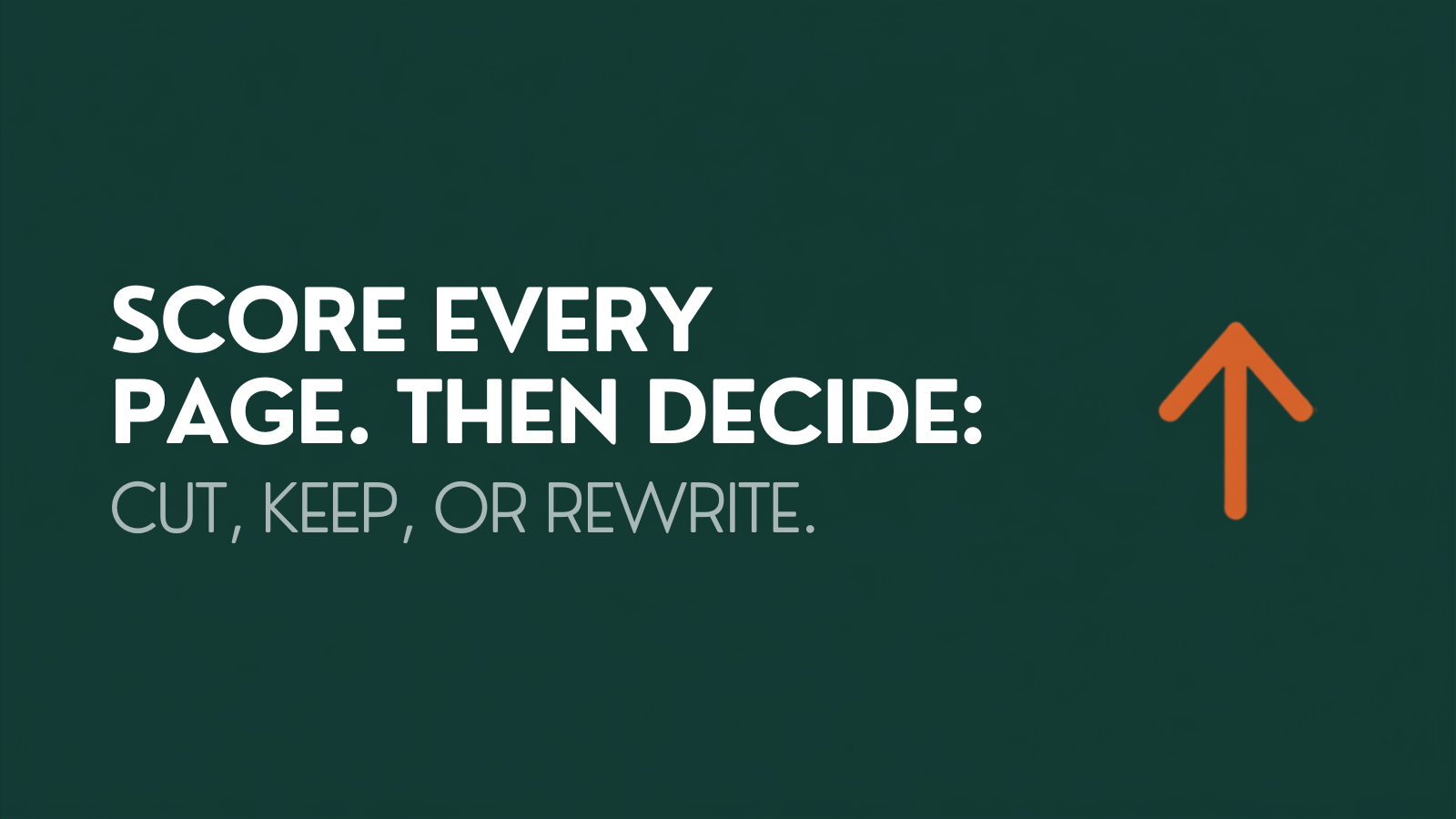 Content marketing audit framework: score every page, then cut, keep, or rewrite