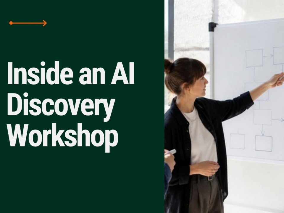 Inside an AI Discovery Workshop: a small team mapping processes on a whiteboard